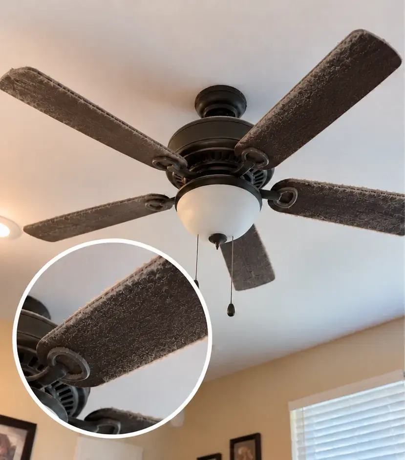Ventilateur de plafond avant le ménage