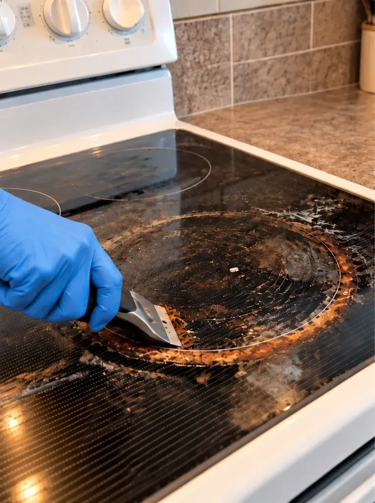 Cuisinière avant le ménage