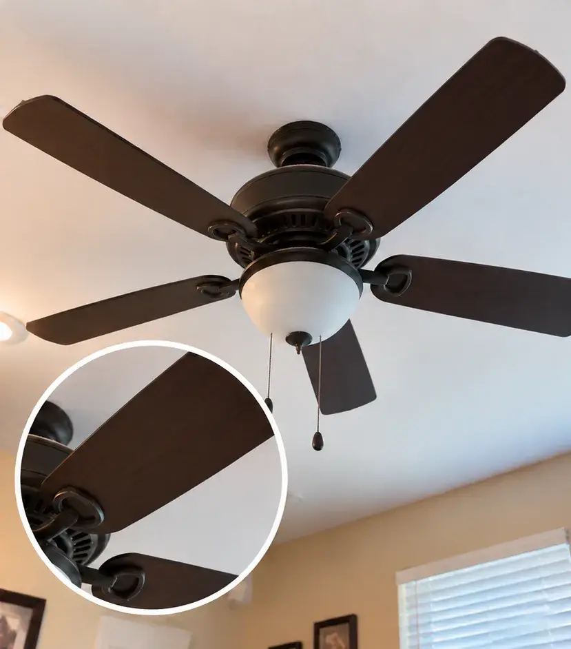 Ventilateur de plafond après le ménage